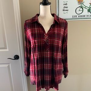 Sz XL plaid button down shirt soft knit